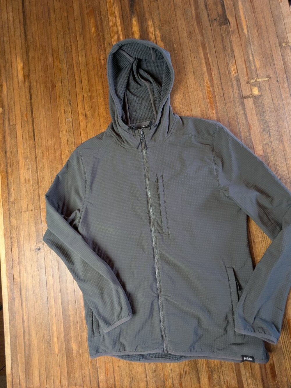 Prana Men's Gridlocked Fleece Hoodie Medium Gray Dark Iron